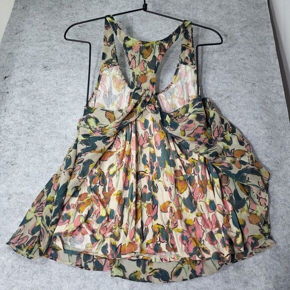 KIMCHI BLUE WOMENS SMALL MULTICOLOR FLORAL FLOWY RAZOR  PEEK-A-BOO BACK BLOUSE - Picture 5 of 6